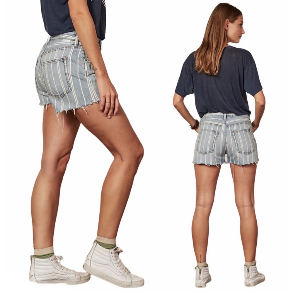 Boyish Cody Short High Rise Striped Raw Hem 26